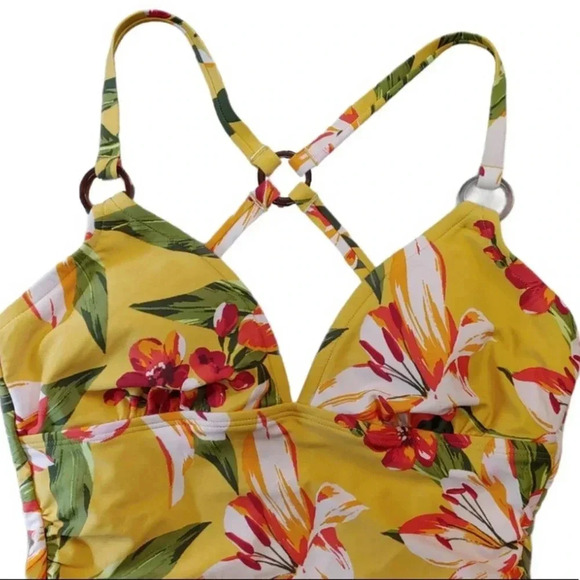 Kona Sol Floral One Piece Swim Suit Sz Small - Picture 4 of 6